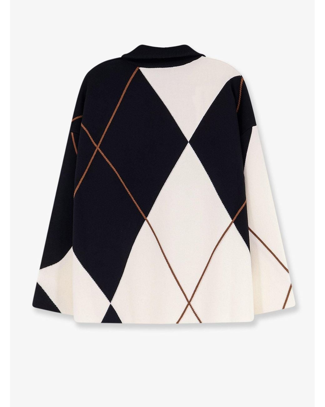 Max Mara Blue Mxmsala Argyle Pattern Virgin Wool Sweater