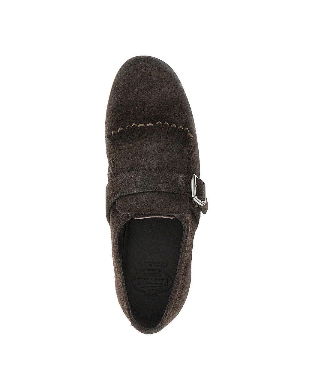 Church's Brown Suede Leather 'Shanghai' Monk Strap Shoes for men