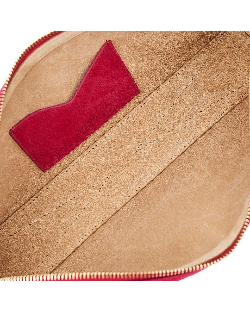 Alaïa Pink Le Teckel Suede Leather Clutch