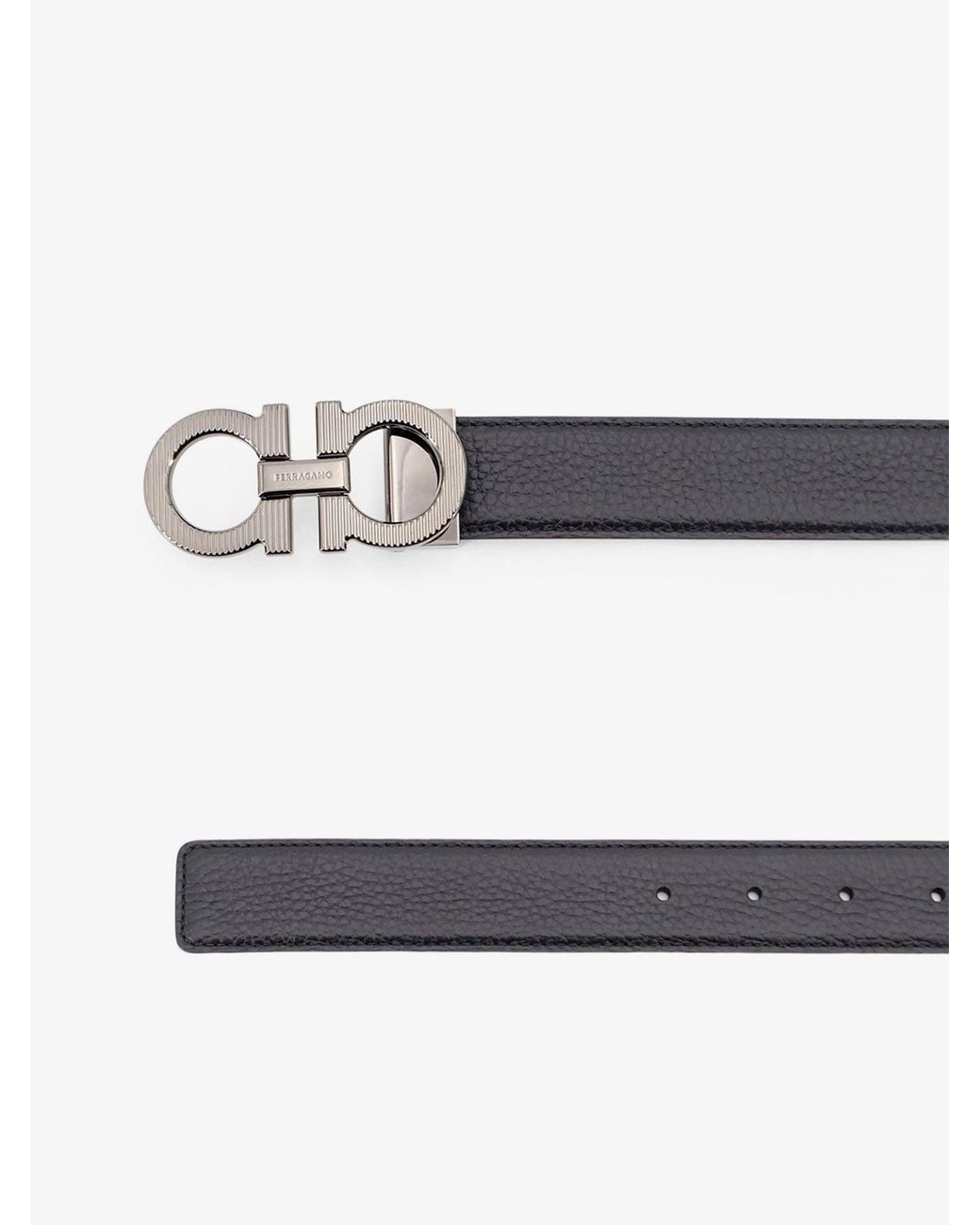 Ferragamo White Reversible Leather Gancini Belt for men