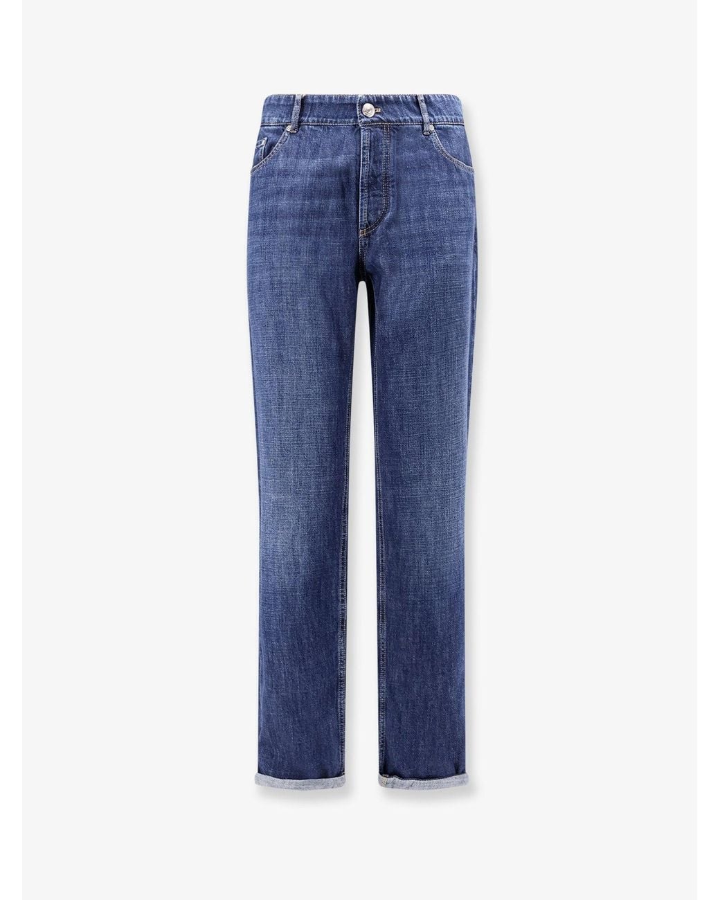 Brunello Cucinelli Blue Traditional Fit Light Denim Jeans for men