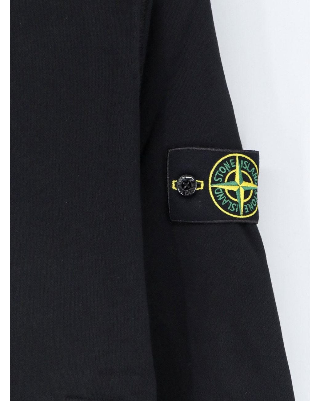 Stone Island Black Cotton Sweatshirt With Side Logo Patch for men