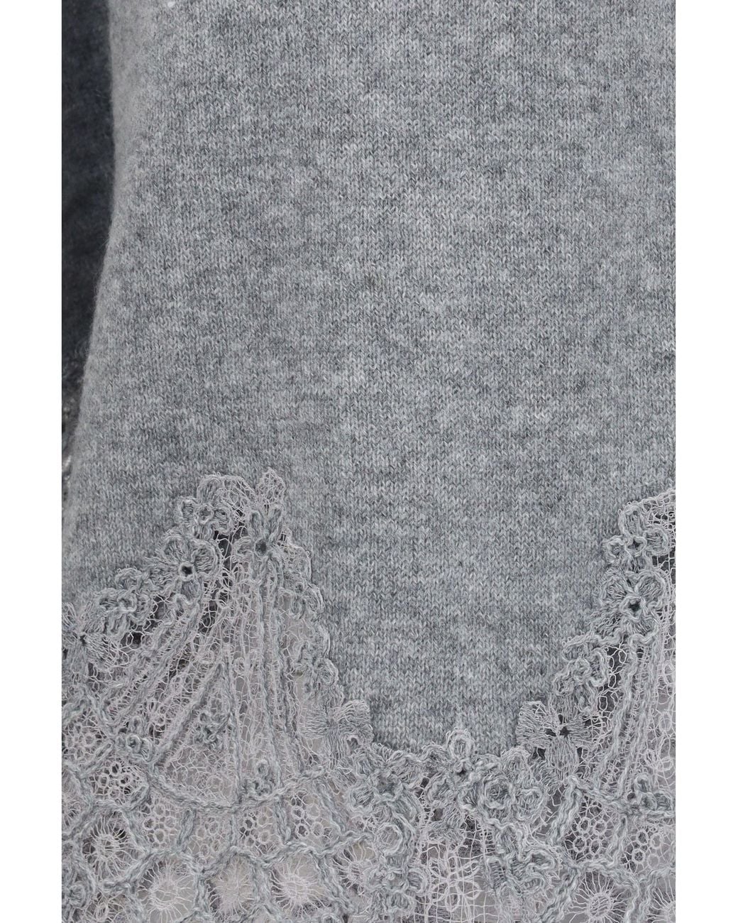Ermanno Scervino Gray Boat Neck Lace Sweater