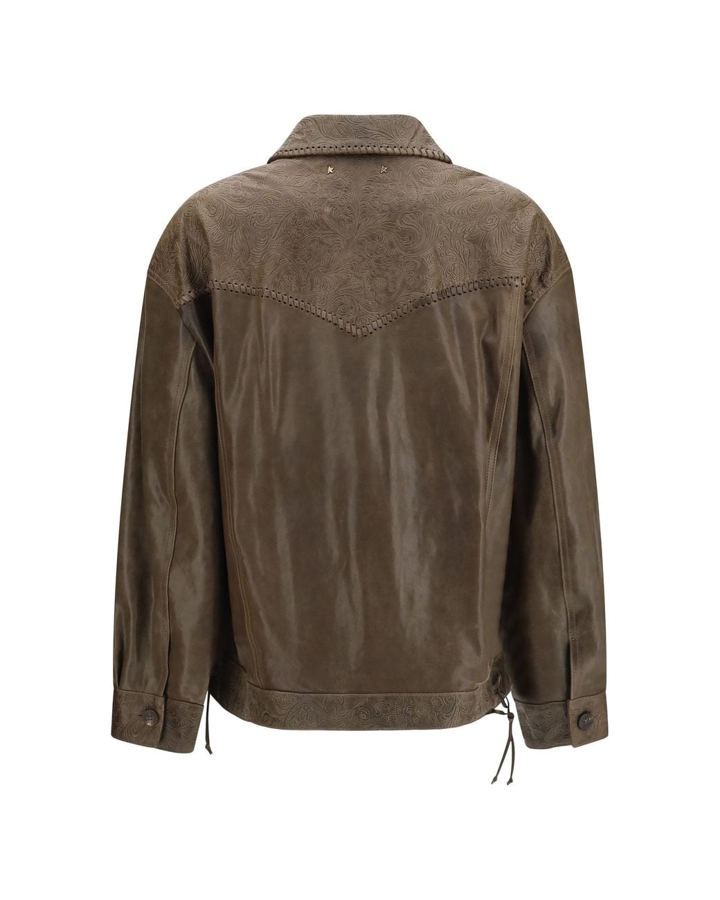 Golden Goose Deluxe Brand Brown Babete Leather Jacket Mud