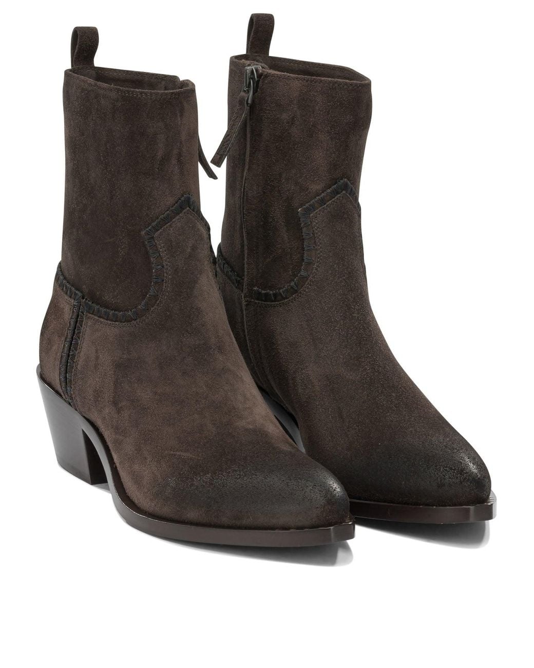 Sartore Brown "Velour 45Mm" Ankle Boots With Zipper