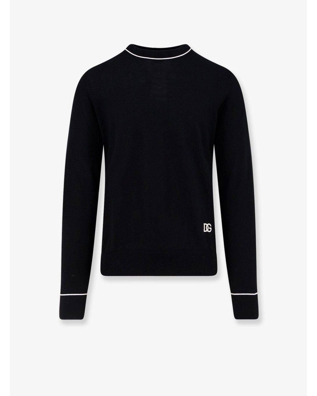 Dolce & Gabbana Blue Virgin Wool Sweater With Embroidered Dg Logo for men