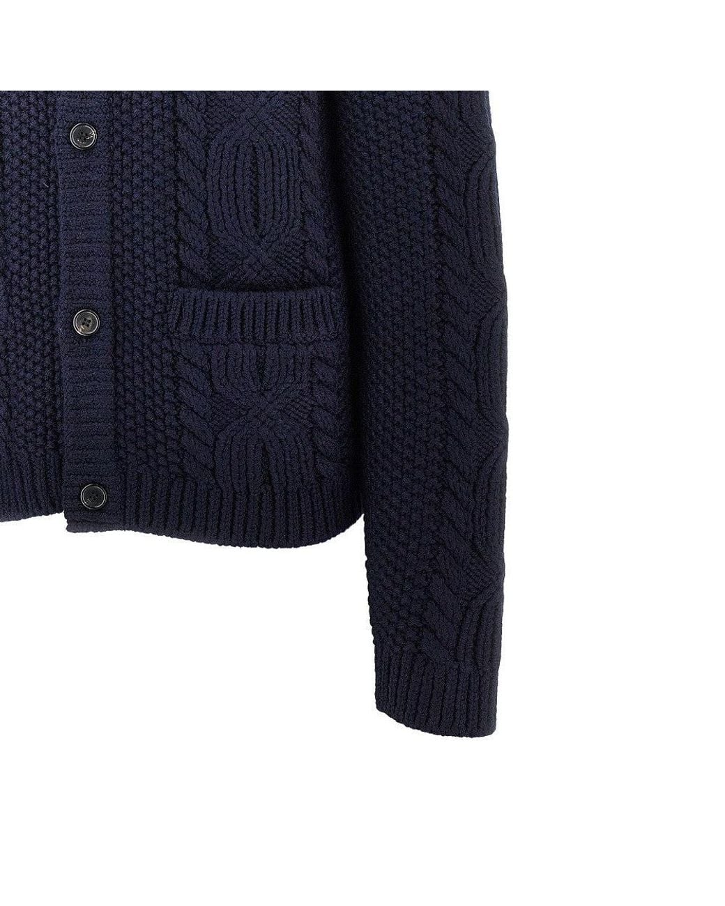 Saint Laurent Blue Wool Knitted Cardigan for men