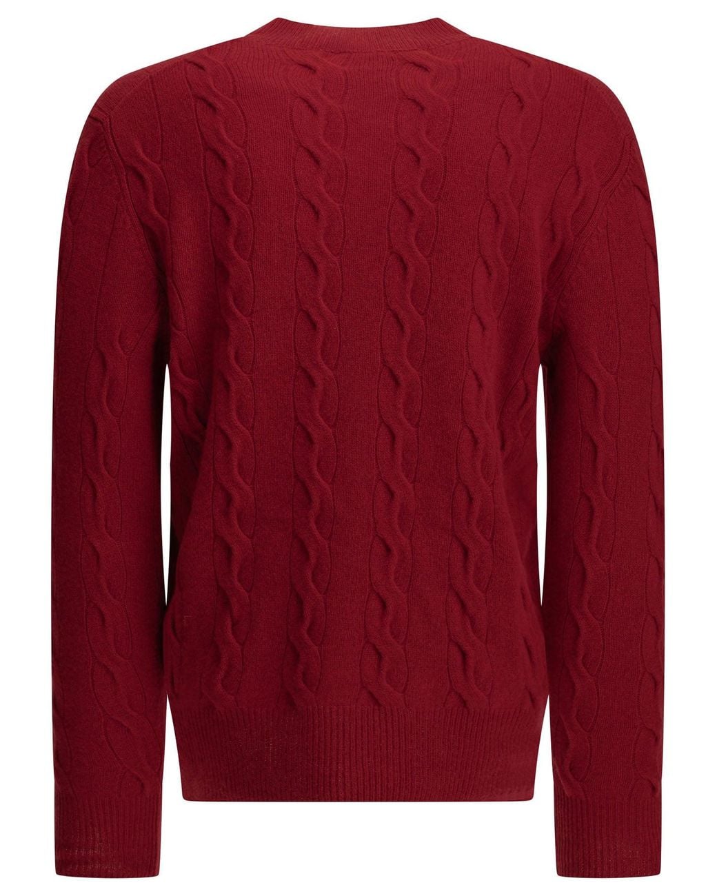 AMI Red Crew-Neck Cable-Knit Sweater for men