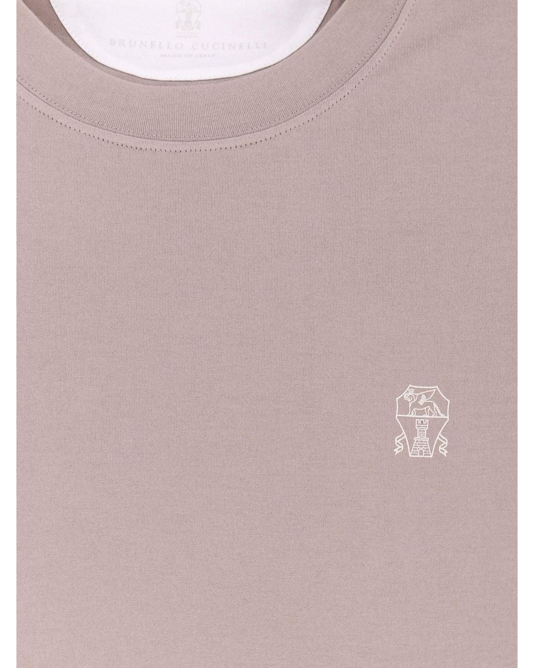 Brunello Cucinelli Pink Cotton T-Shirt for men