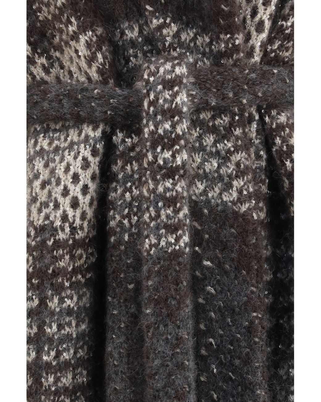 Brunello Cucinelli Gray Macrocheck Mohair Blend Coat With Belt