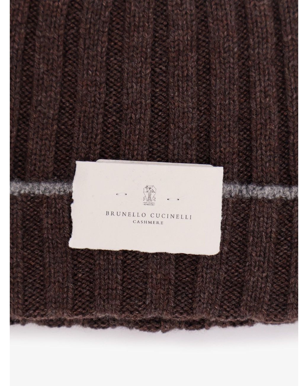 Brunello Cucinelli Brown Beanie Cashmere Hat for men