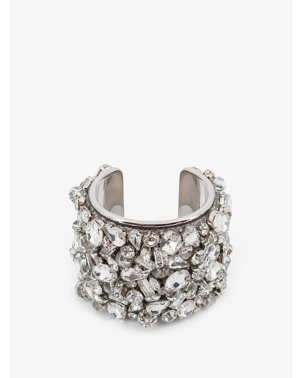 Dries Van Noten White Brass Bracelet With Crystals