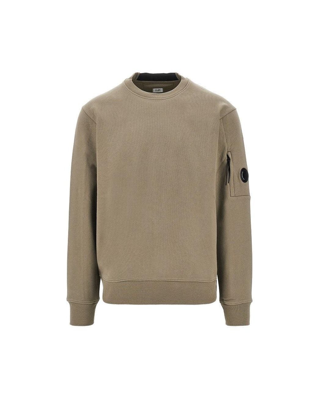 C P Company Green Crewneck Cotton Sweatshirt With Nfc Lens for men