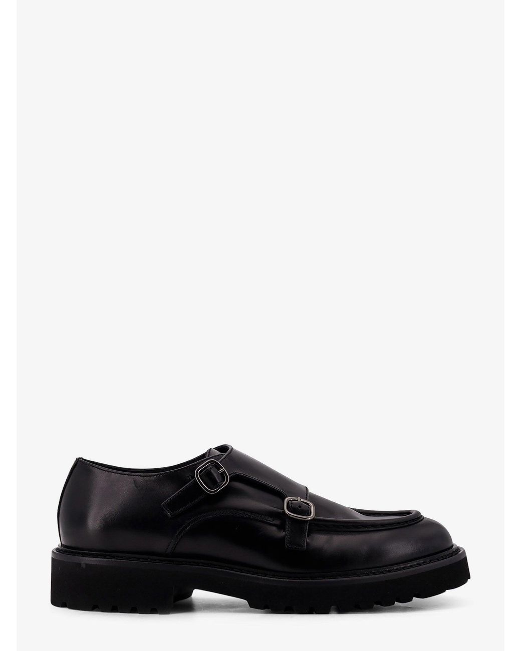 Doucal's White Double Buckle Leather Shoe for men