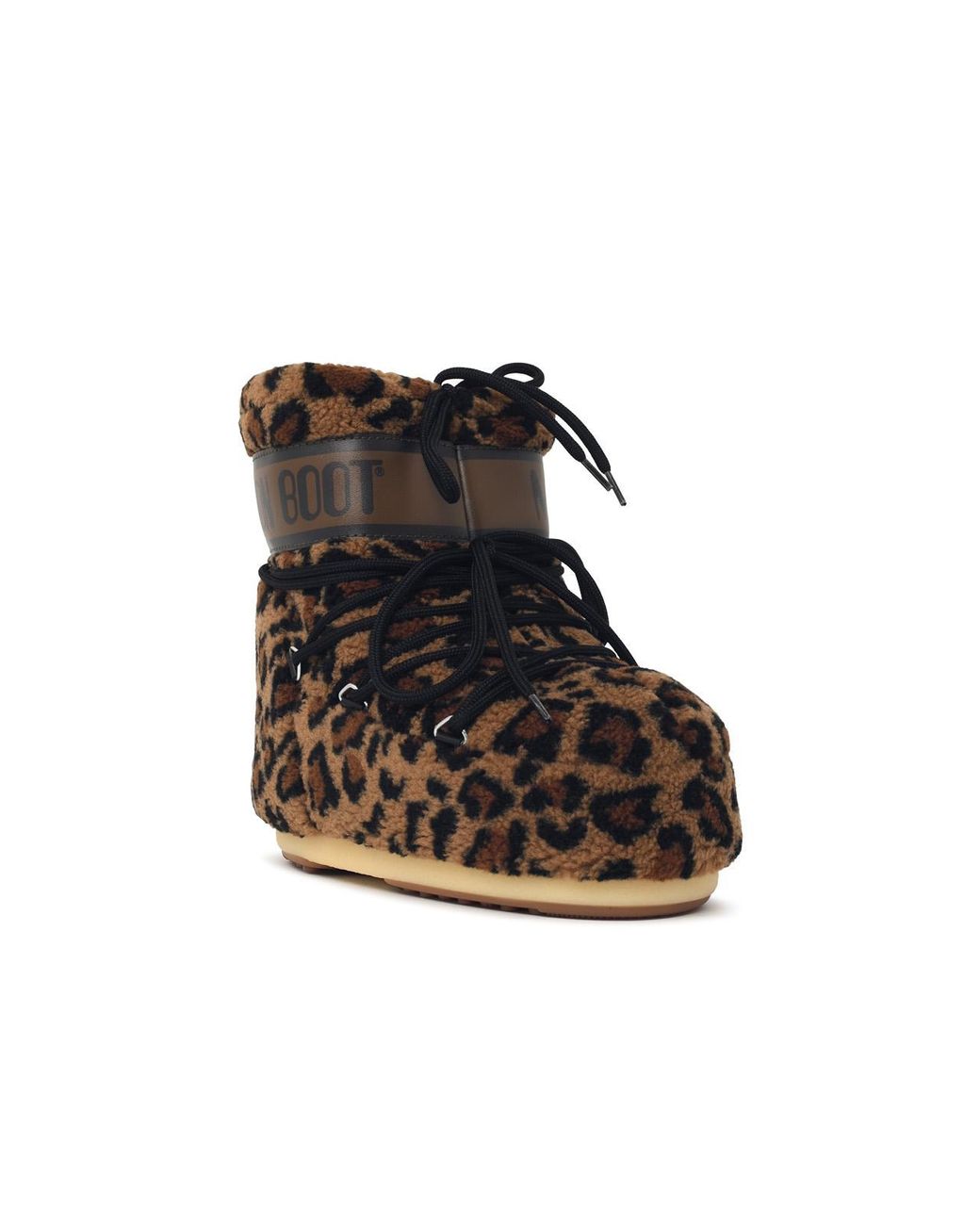 Moonboot Black Mb Icon Low Fleece Leopard Teddy Boots