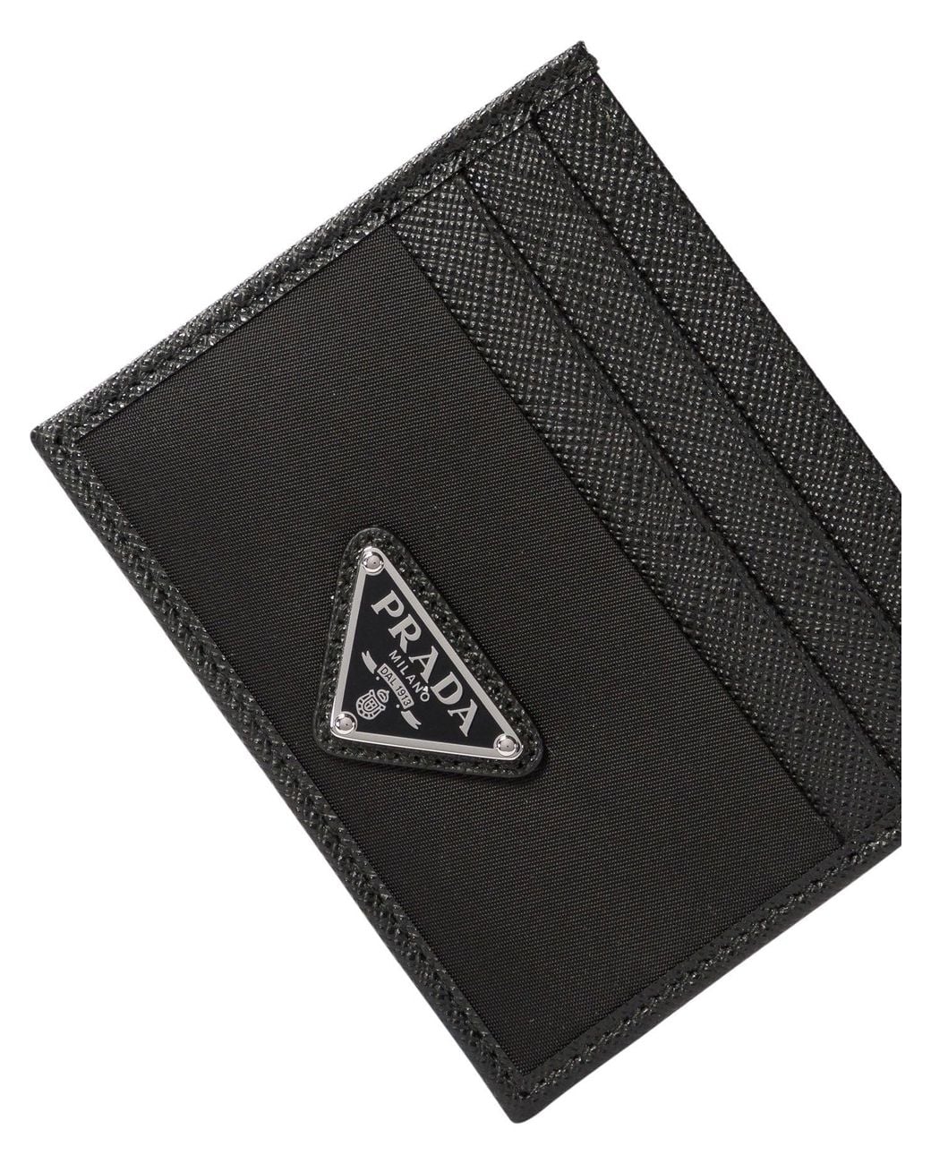 Prada Black Re-Nylon And Saffiano Card Holder for men