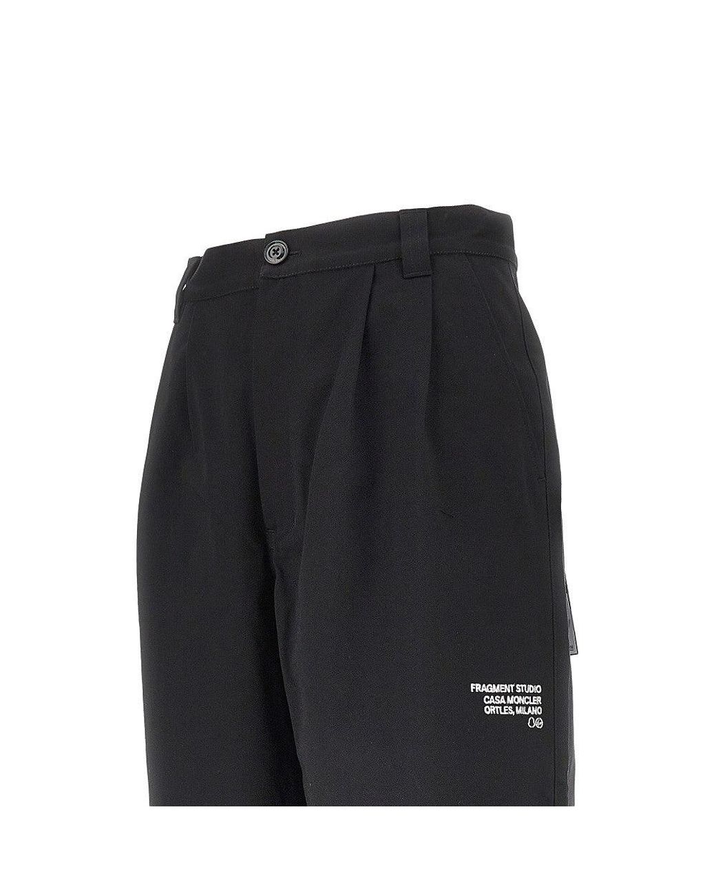 Moncler Black Cotton Gabardine Pants With Darts for men
