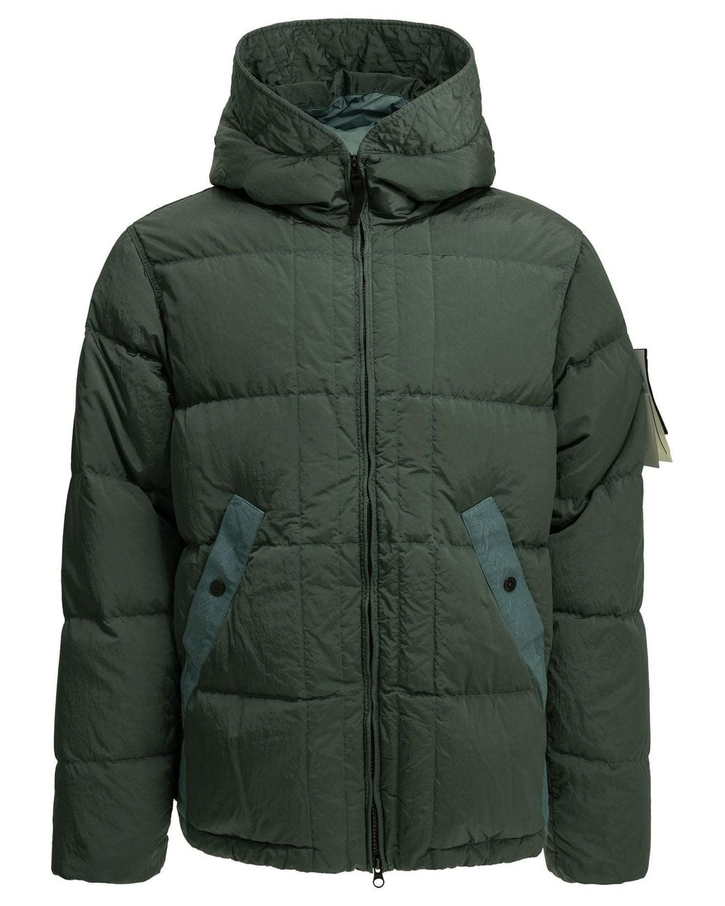 Stone Island Green Nylon Metal Short Down Jacket for men