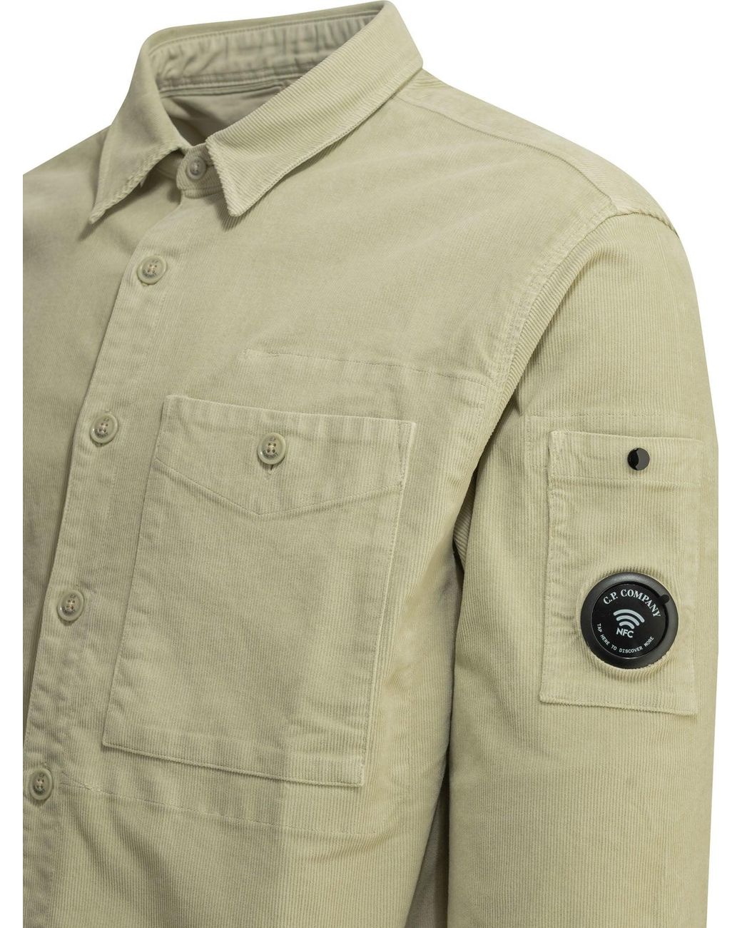 C P Company Green Corduroy Overshirt Jacket for men