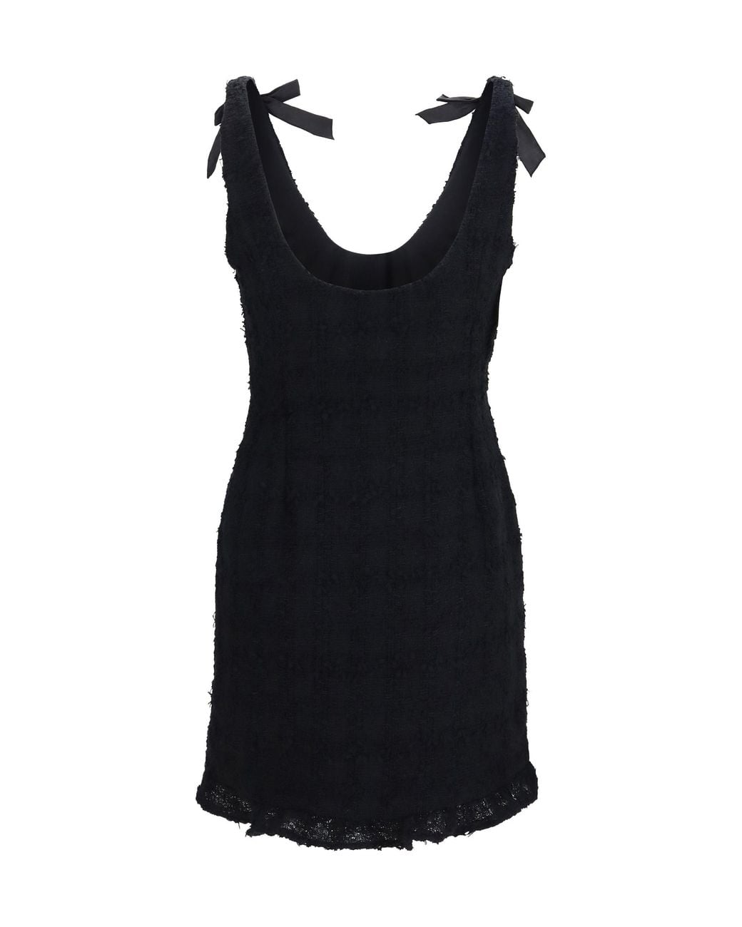 Alessandra Rich Black Checked Bouclé Tweed Mini Dress