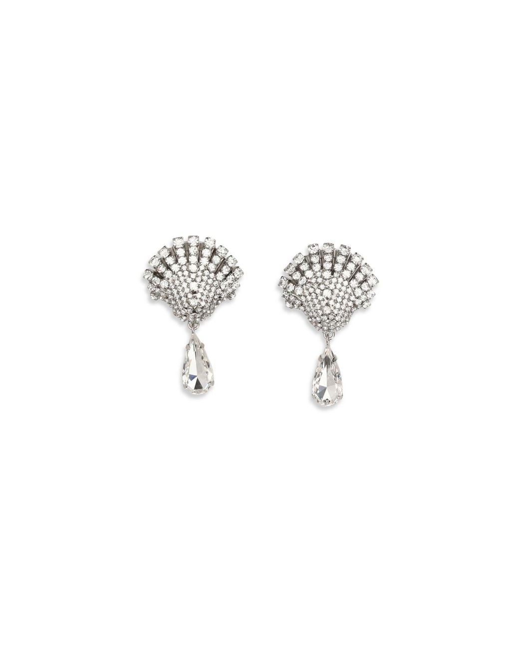 Alessandra Rich White Crystal Drop Earrings