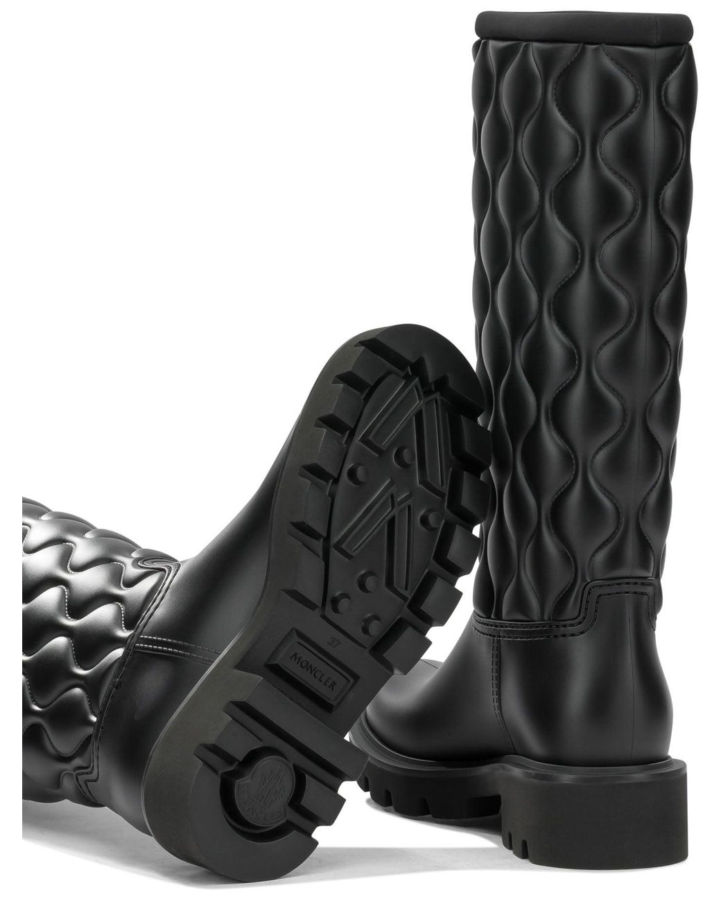 Moncler Black "Kickstream Quilt" Rain Boots