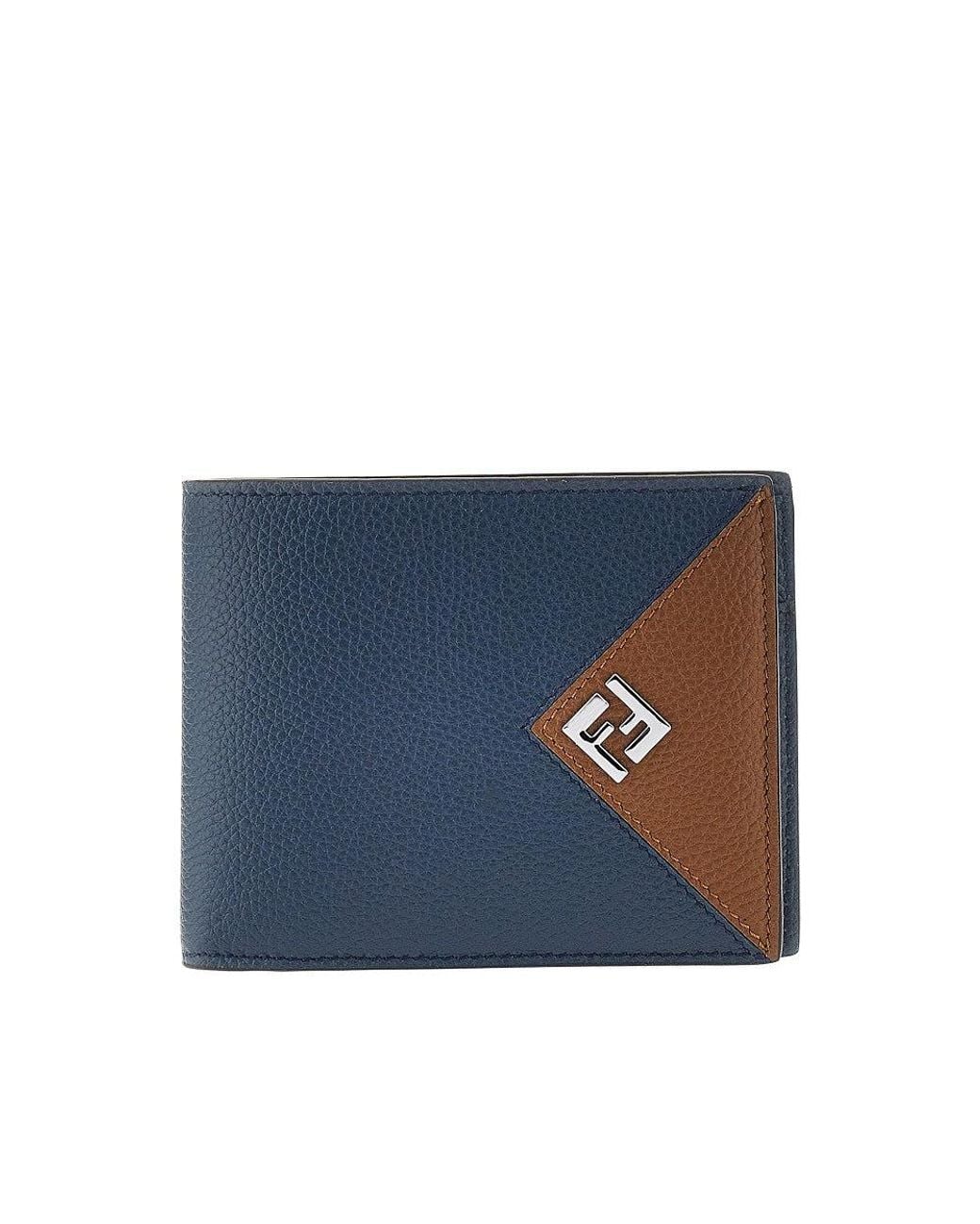 Fendi Blue Grained Leather Lui' Wallet for men