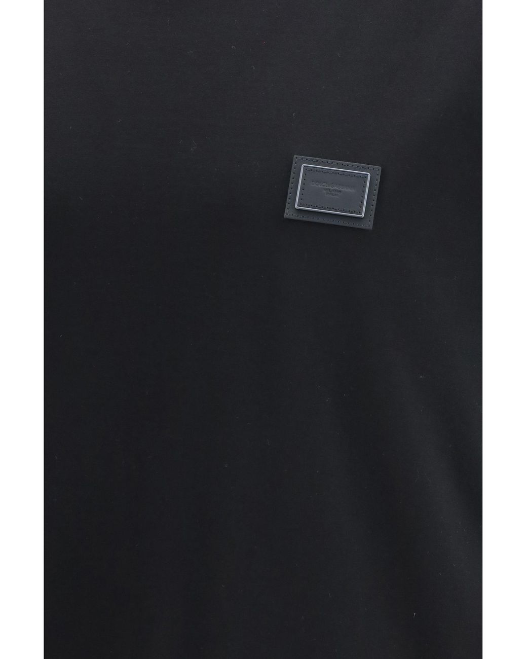 Dolce & Gabbana Black Cotton T-Shirt With Logo Plaque for men