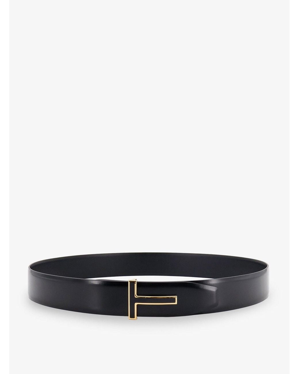 Tom Ford White Leather Belt With Metal Logo Buckle for men