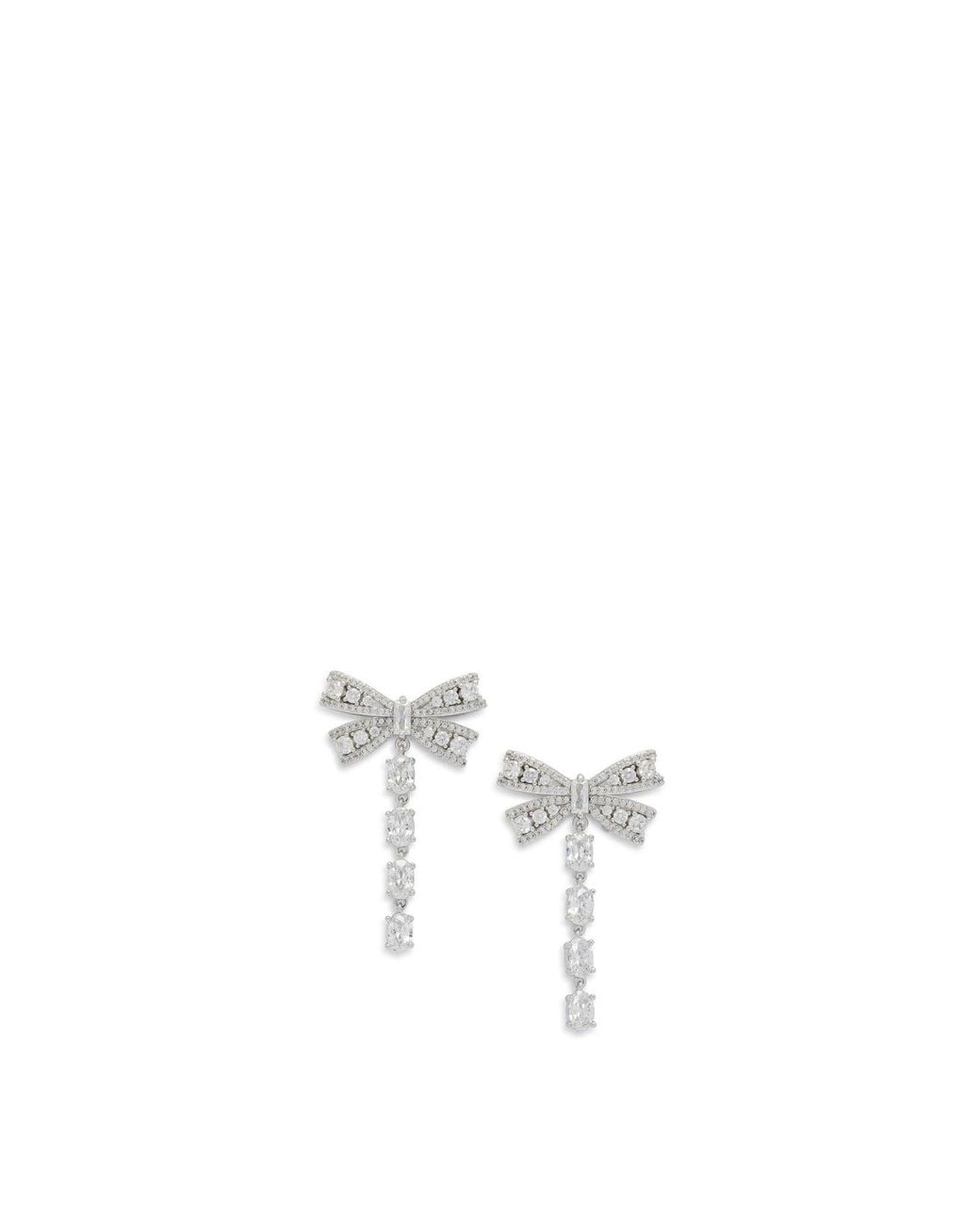 Self-Portrait White Dangling Earrings With Crystals