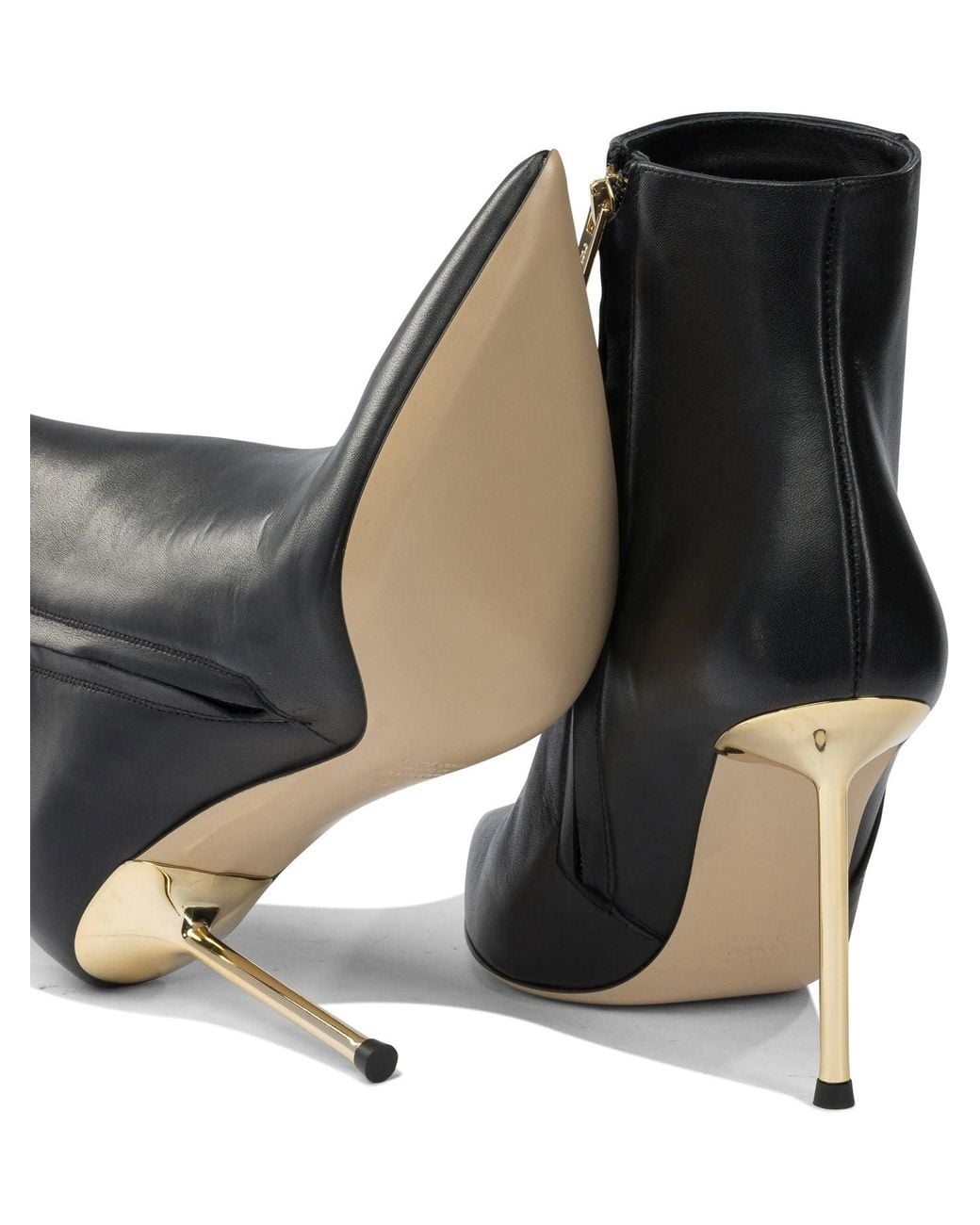 Ninalilou Black Laelen Calf Leather Heeled Ankle Boots