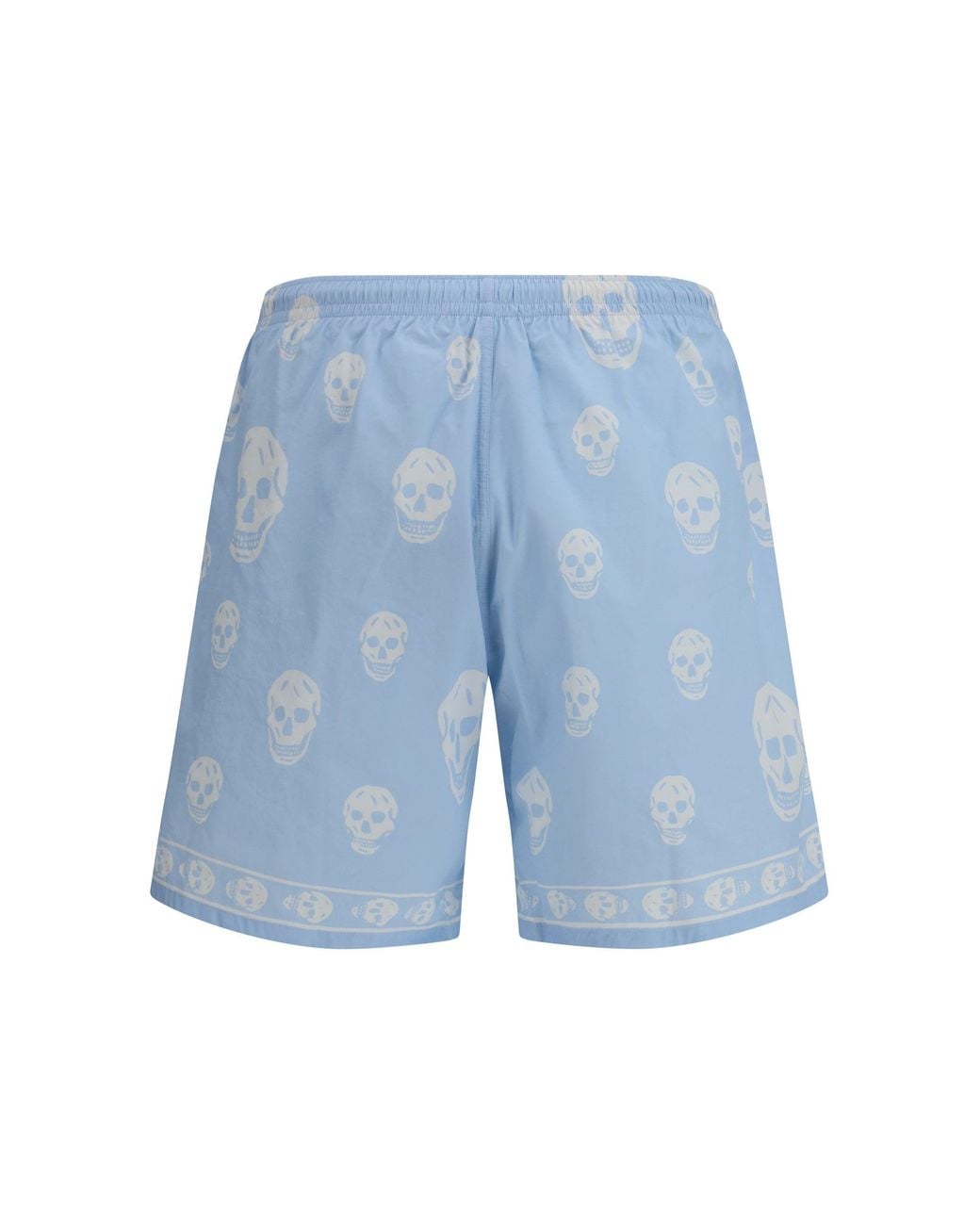 McQueen Blue Skull-Print Swim Shorts for men