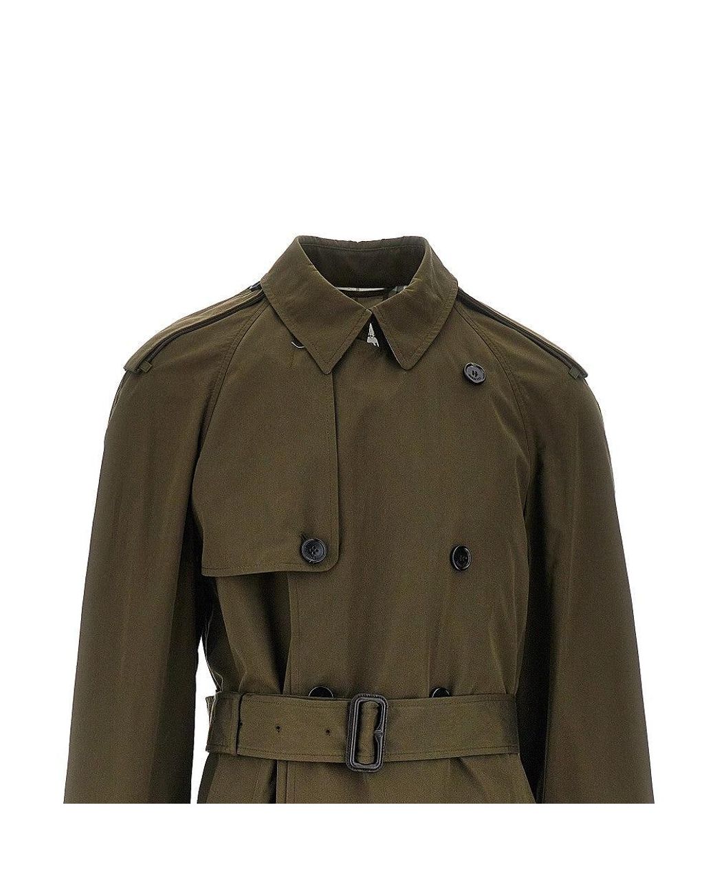 Burberry Green Cotton Long Trench Coat for men