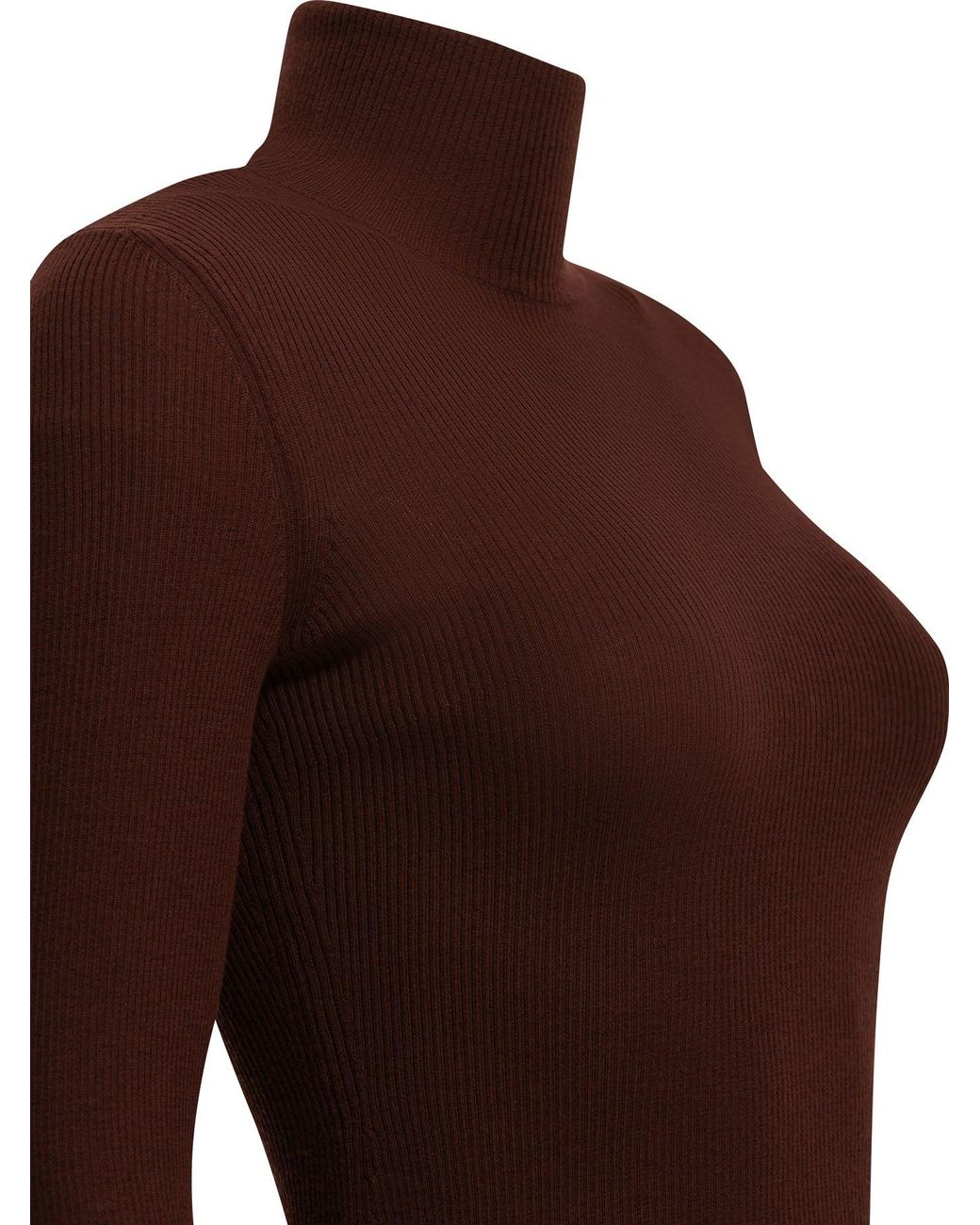 Max Mara Brown Virgin Wool Turtleneck Sweater