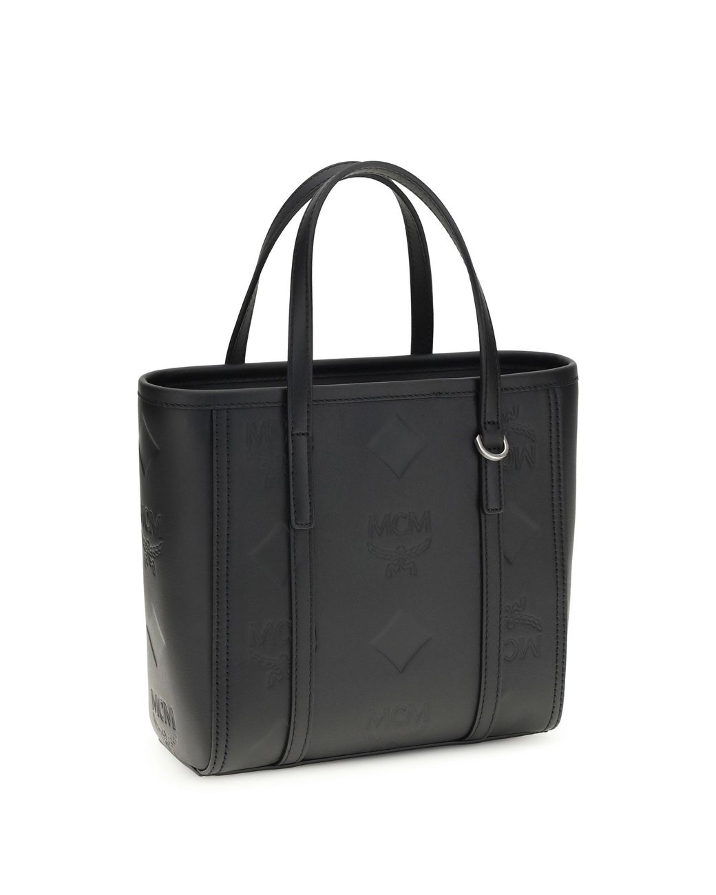 MCM Black Toni Small Tote Bag With Embossed Maxi Visetos Motif