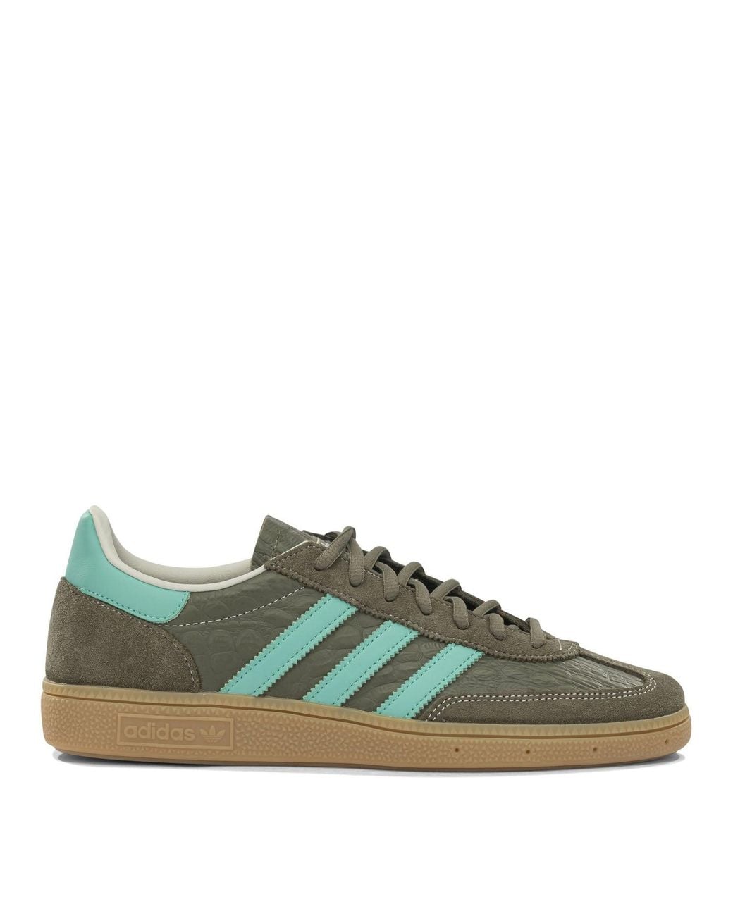 Adidas Originals Green Handball Spezial Leather Rubber Sneakers for men