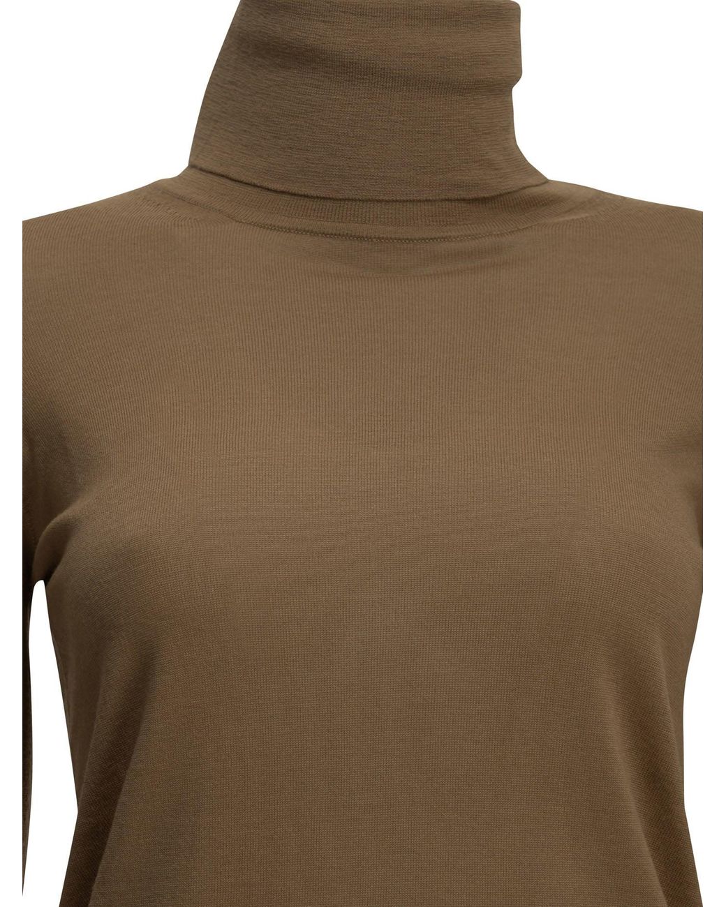 Max Mara Green Virgin Wool Turtleneck Sweater