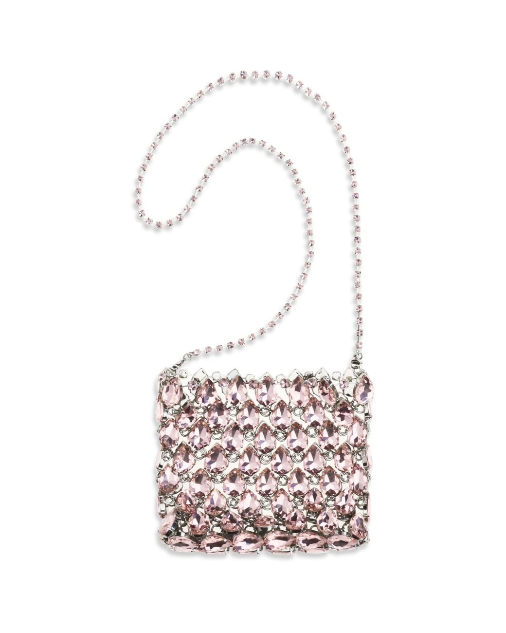 Self-Portrait White Crystal Mesh Pouch