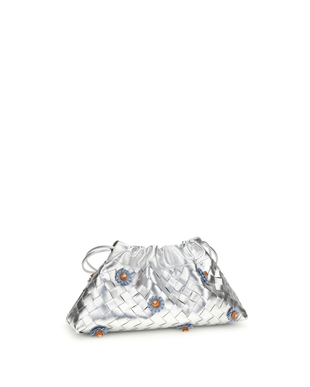 Bottega Veneta White Dustbag Clutch Bag With Floral Appliquãs