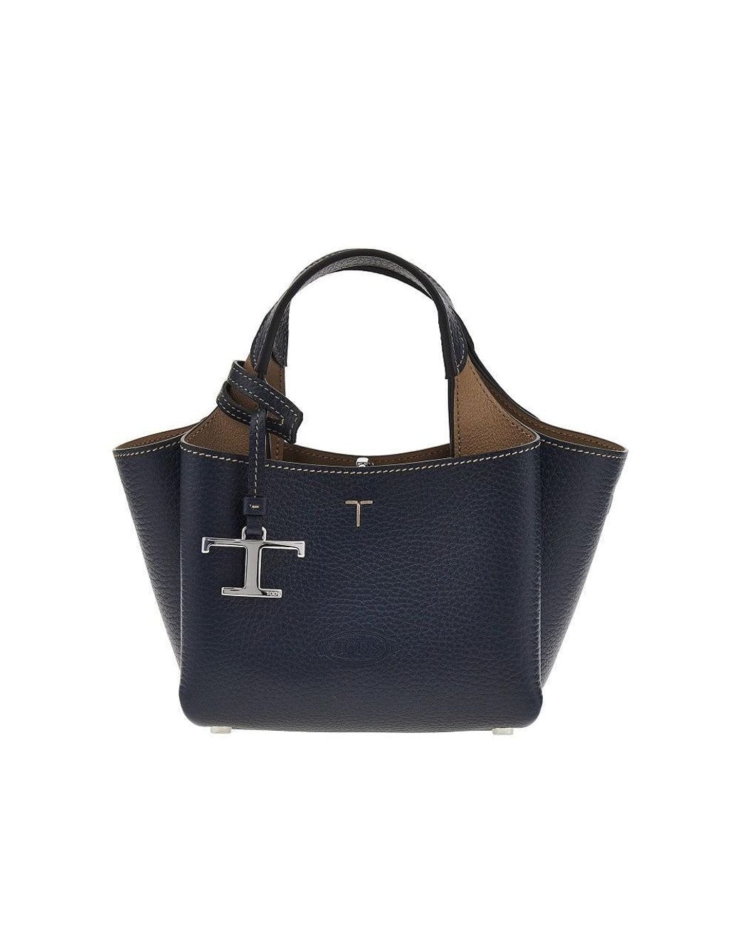 Tod's Blue Grained Leather Mini Shopping Bag