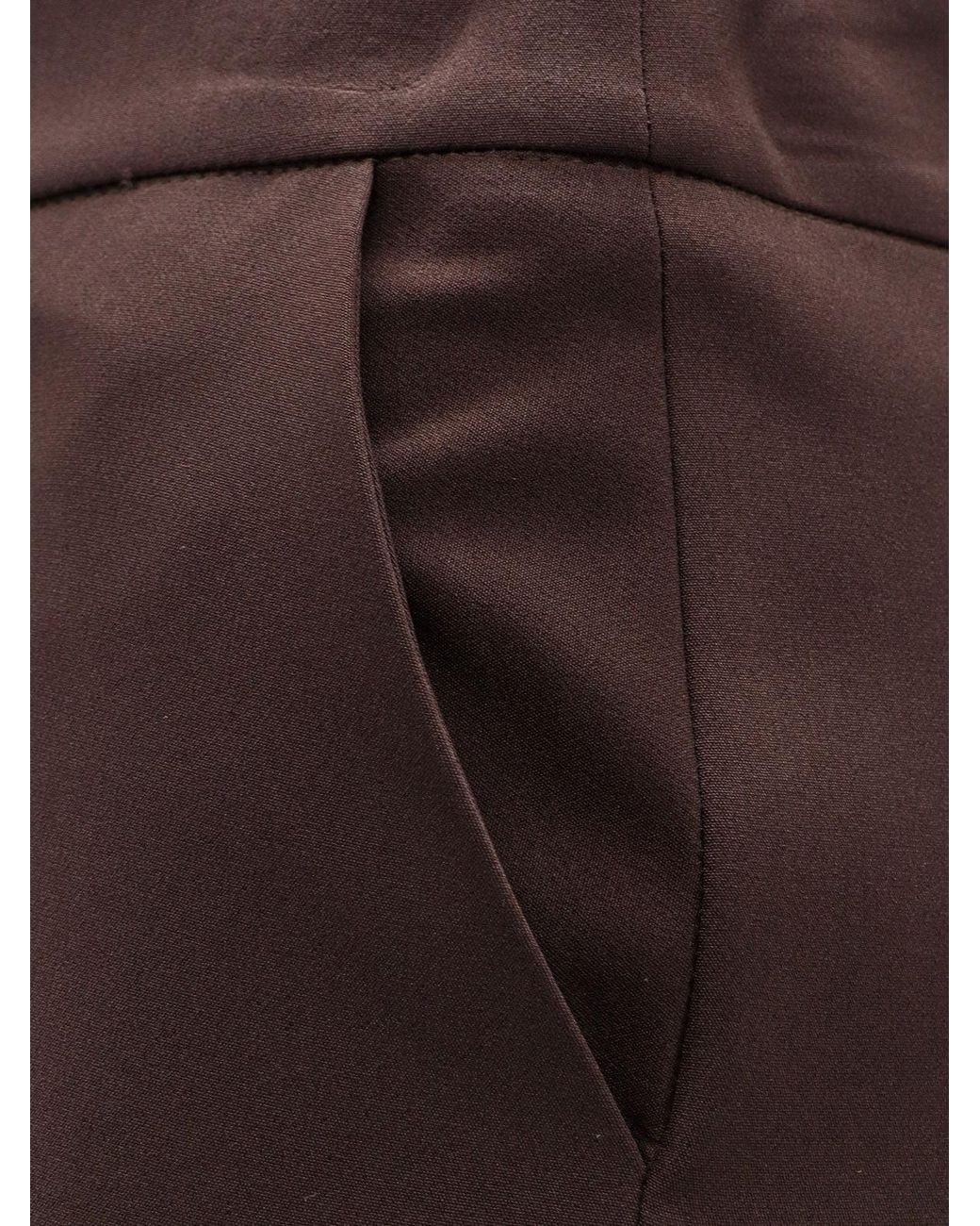 ACTUALEE Brown Satin Pencil Skirt