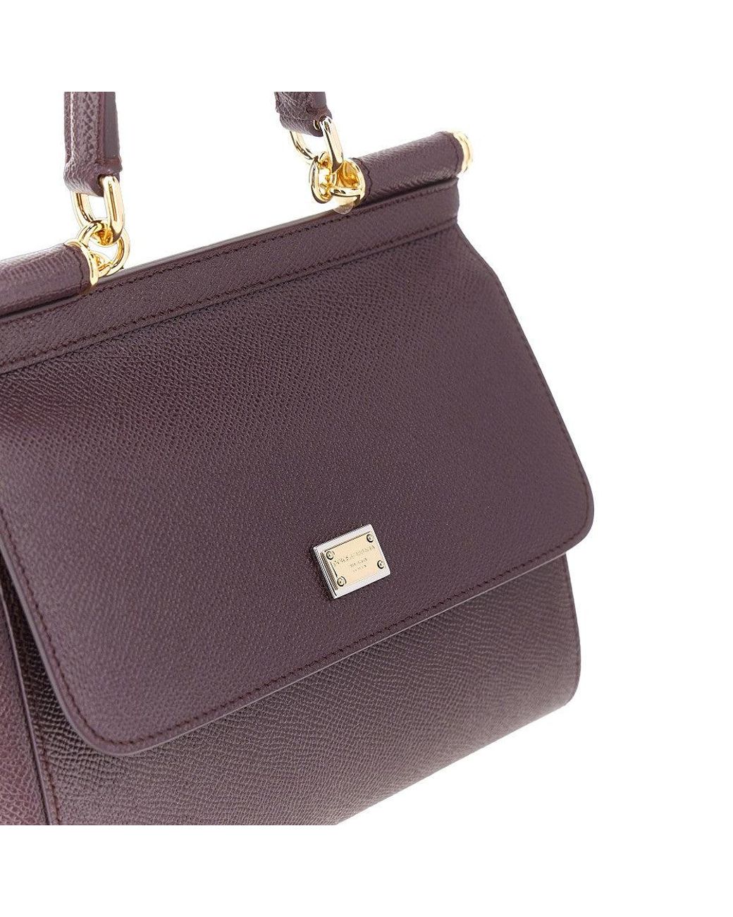 Dolce & Gabbana Purple Dauphine Leather Medium 'Sicily' Bag
