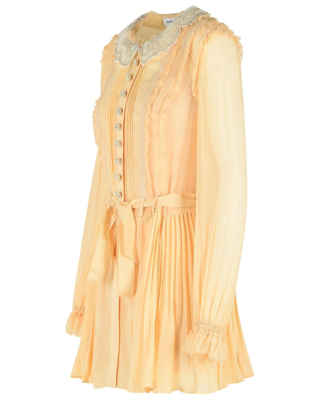 Self-Portrait Yellow Self Portrait Cream Viscose Mini Dress