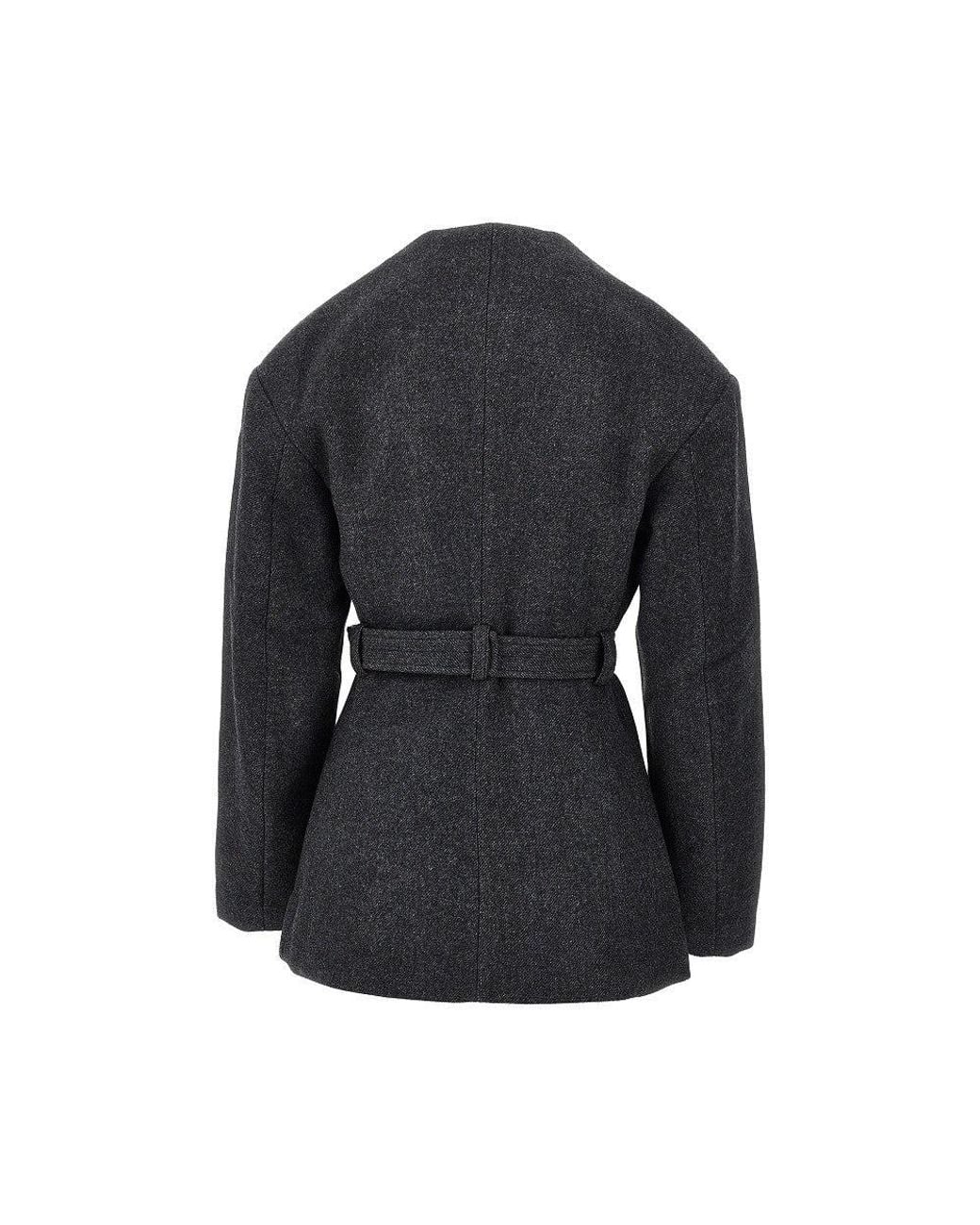 Ganni Black Wool-Blend Jacket With Belt