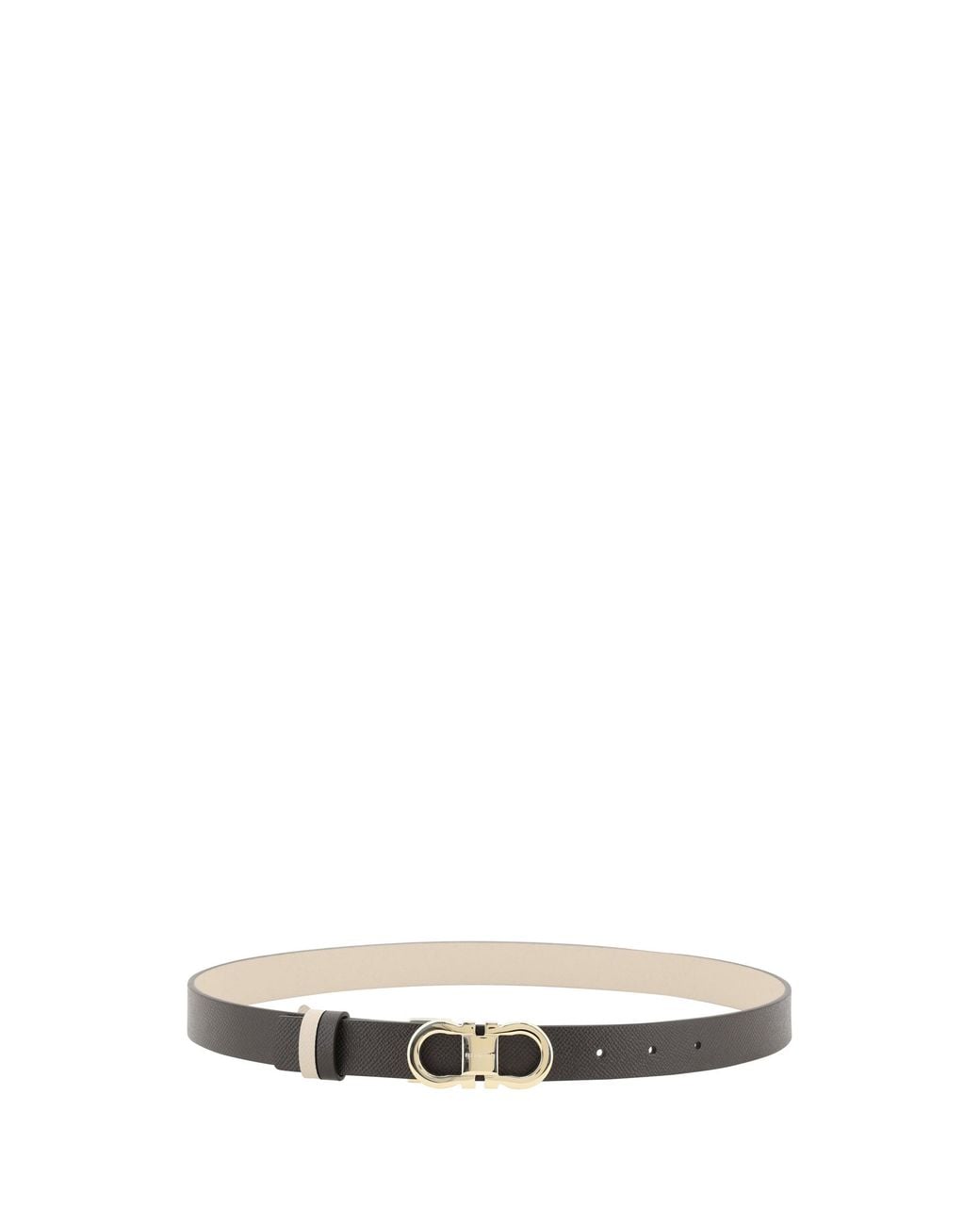 Ferragamo White Reversible Leather Belt Calf Bos Taurus E Braces