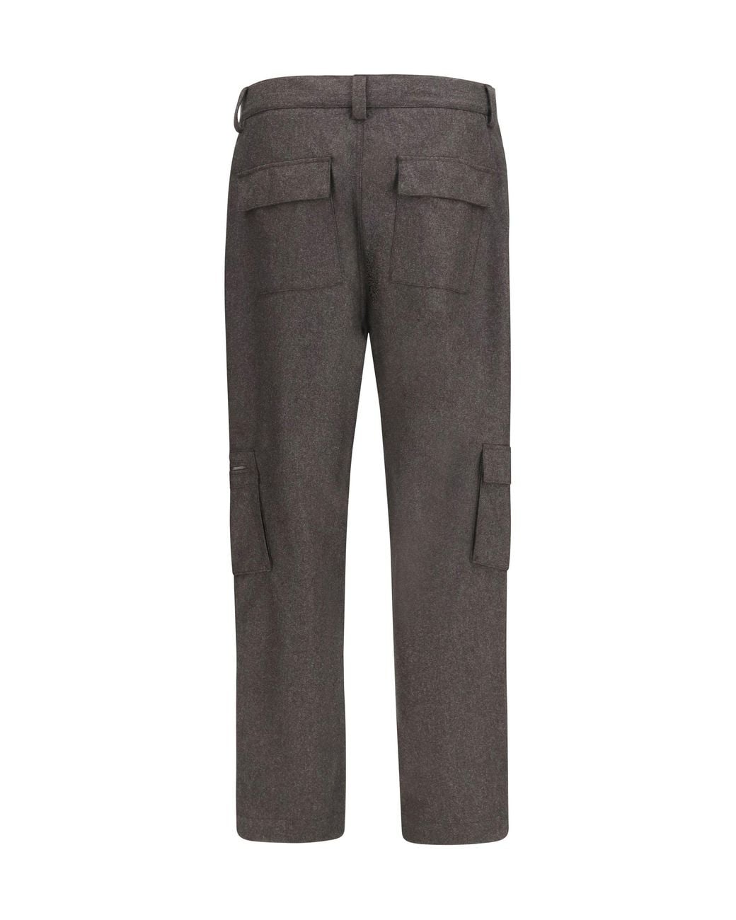 Brunello Cucinelli Gray Virgin Wool Flannel Cargo Pants Moro for men
