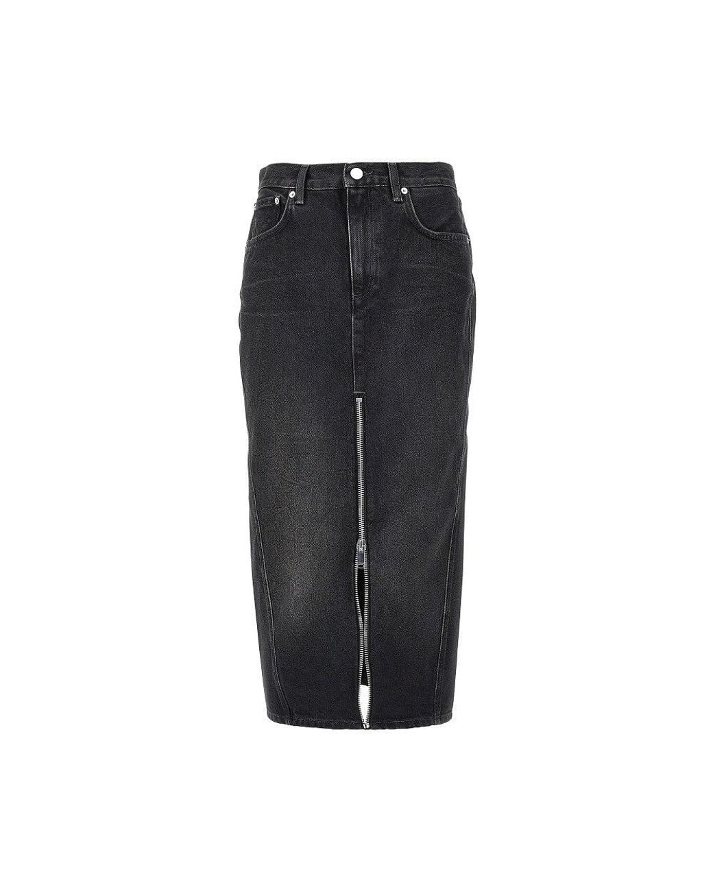 Haikure Black Denim Midi Skirt