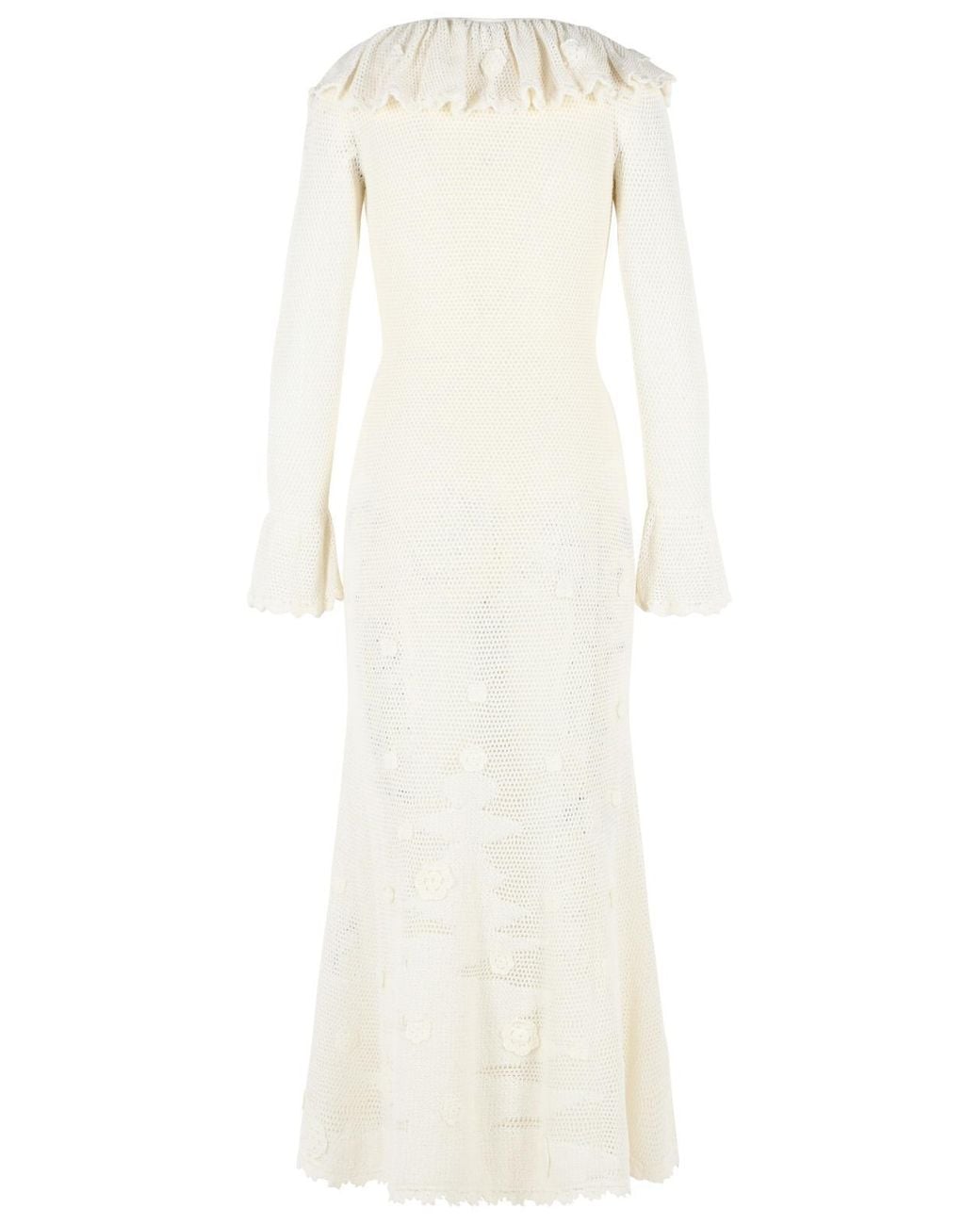 Self-Portrait White Self Portrait 'Floral Crochet' Midi Dress