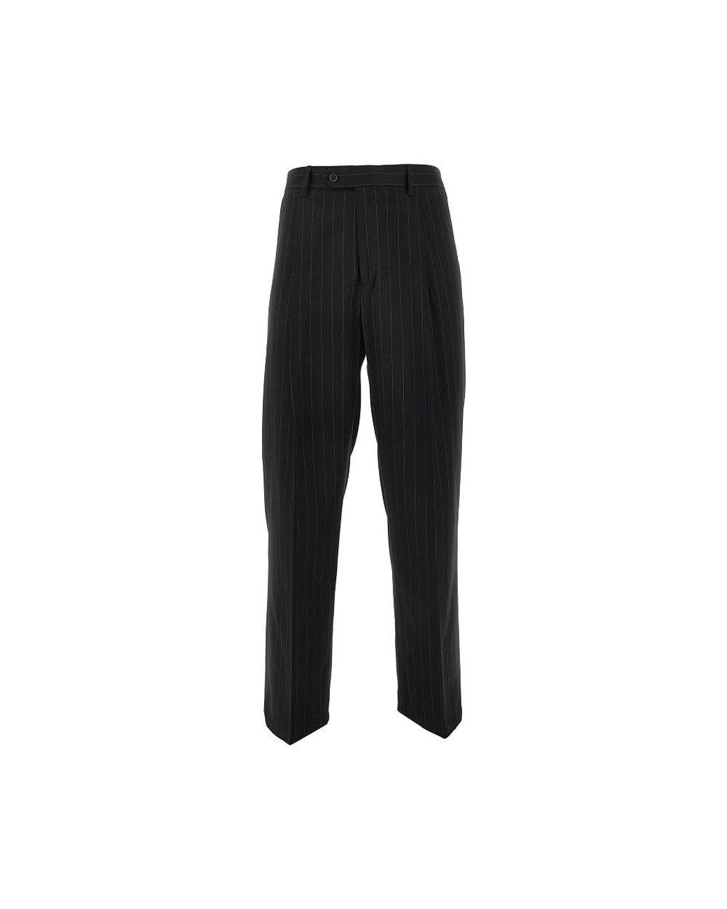 MARSĒM Black Pinstriped Twill Pants With Darts for men