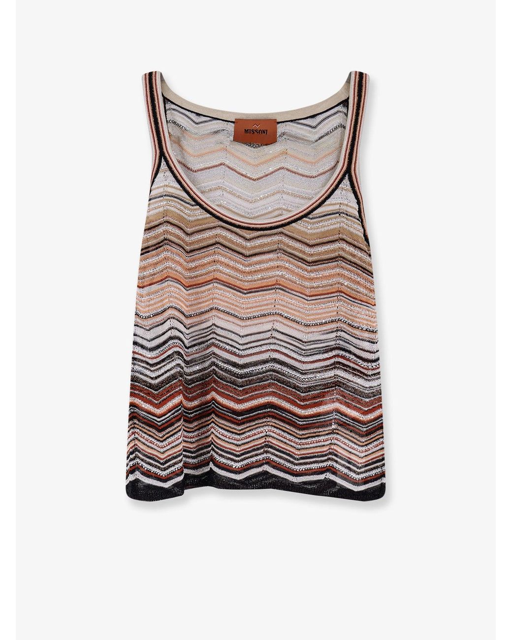 Missoni Multicolor Viscose Tank Top With Laminated Chevron Pattern